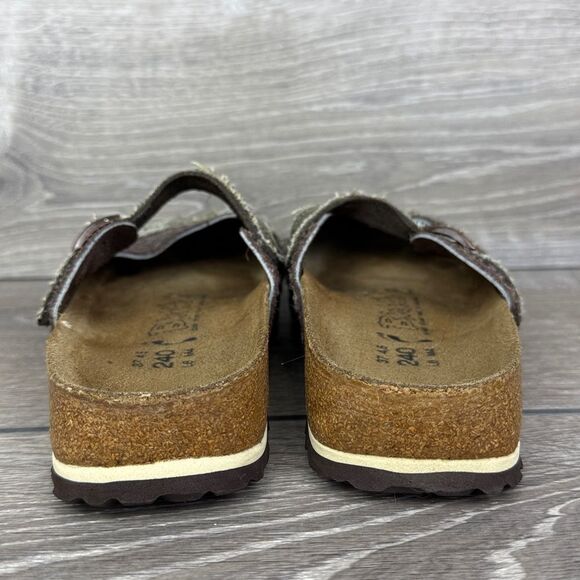 Birkenstock Birki’s Maria Women’s Sz 6/EU 37 Brown Olive Denim Slip On Mules - Picture 4 of 12